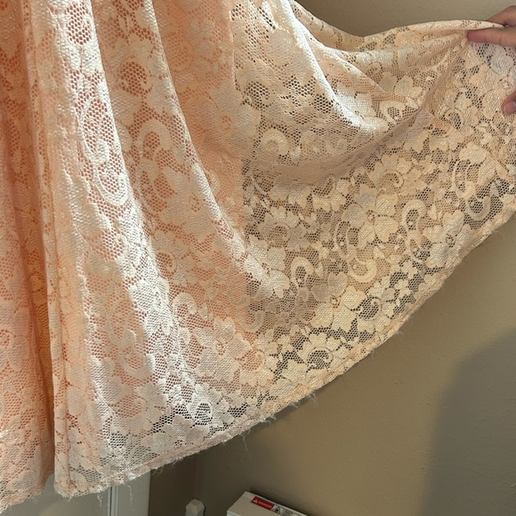 Deb Blush Lace Prom Dress with Rhinestone Accents - Picture 11 of 11
